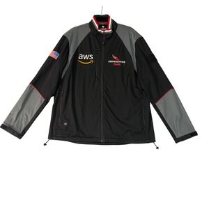 AWS Amazon Web Services Crowdstike Racing Jacket Mens XL Black Gray Full Zip